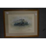 A David Shephard print depicting steam engines, pencil signed together with an oil by J P Collin.