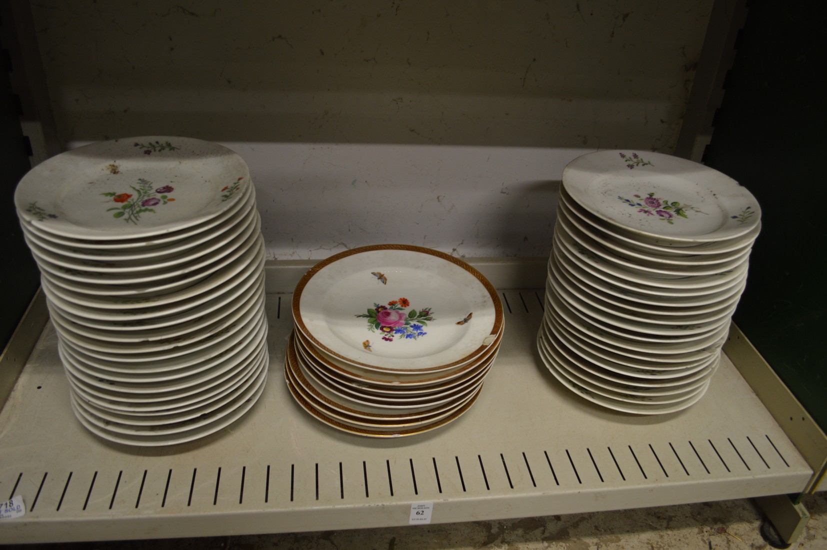 Floral decorated plates and dishes.