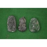 Three small Chinese carved jade amulets.