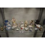 A good collection of decorative china to include teapot, black basalt jug, figurines etc.