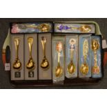 Nine Georg Jensen and other silver gilt and enamel presentation spoons, late 1960's and early 1970'