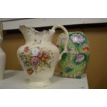 A decorative jug and a vase.