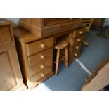 A pine twin pedestal desk or dressing table.