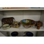 A collection of cloisonne to include bowls and a small tray.