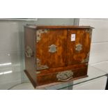 An oak table top smokers cabinet.