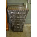 A steel six drawer tapering chest.