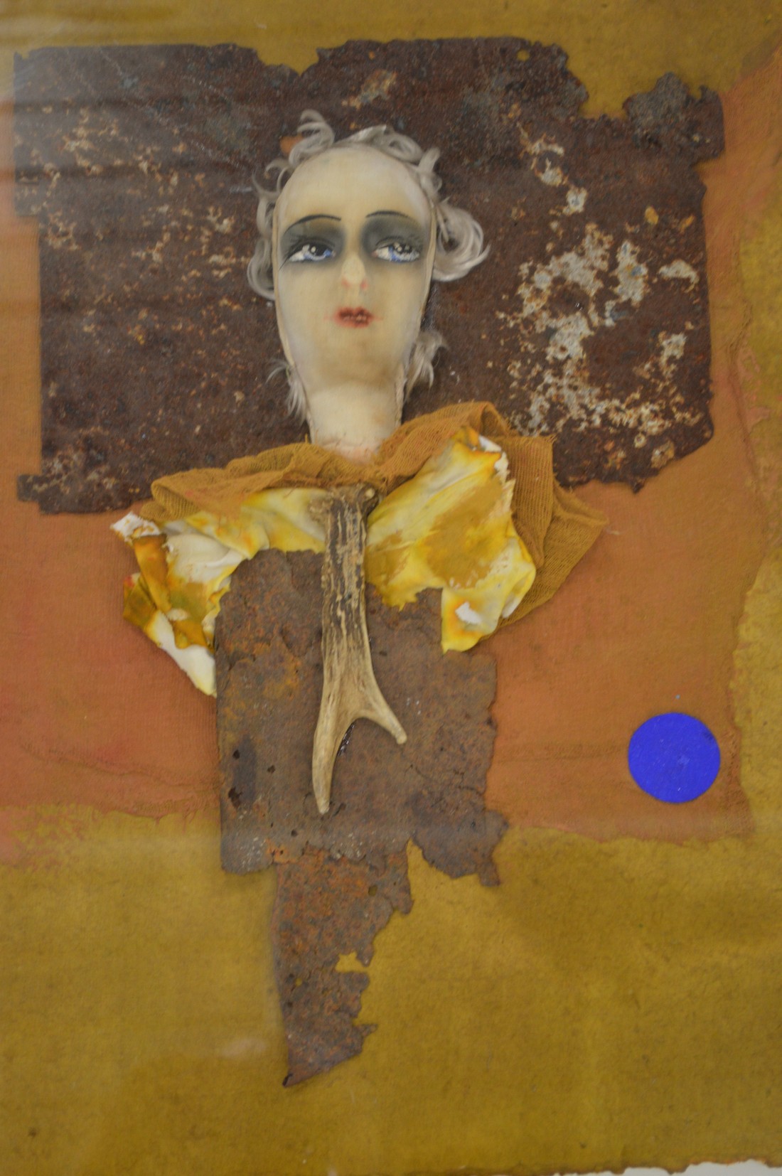 Abstract collage of a bust of a person, framed and glazed. - Image 2 of 3