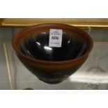 A Chinese hares fur glazed pottery bowl.