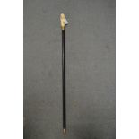 A walking stick, the bone handle modelled as mice.