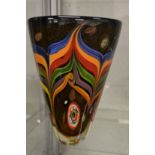 A Dino Martens style colourful glass vase.