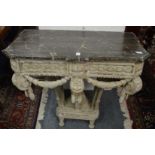 A good 18th/19th century carved and painted console table, possibly Italian.