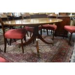 A good 19th century mahogany oval tilt top breakfast table on a turned column support with four