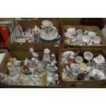 Four boxes of decorative and household china.