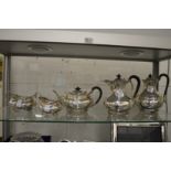 A good silver five piece tea set (76 ounces).