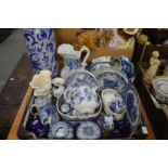 A quantity of blue and white china.