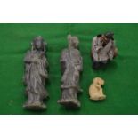 Two Chinese soap stone carvings and other items.