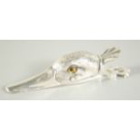 A SILVER PLATE DUCK'S HEAD LETTER CLIP, 12cm long.