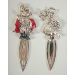 TWO NOVELTY SILVER BEATRIX POTTER BOOKMARKS.