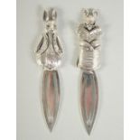 TWO NOVELTY SILVER BEATRIX POTTER BOOKMARKS.