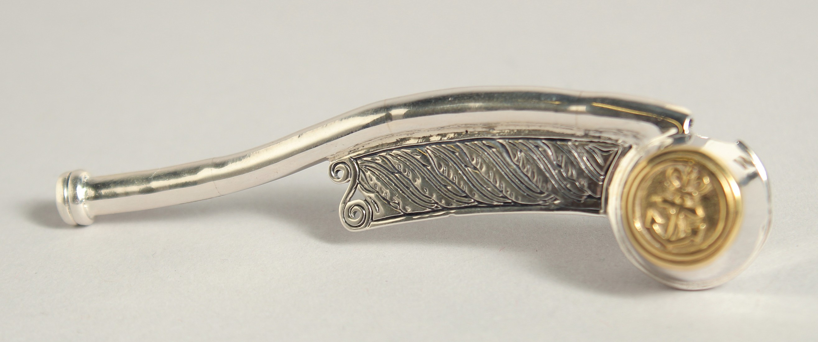 A SILVER BOSUNS WHISTLE. 3.75" LONG. - Image 2 of 3