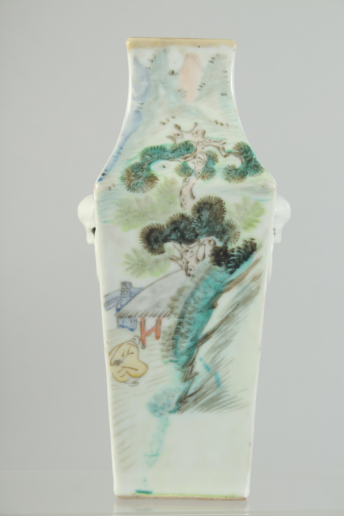 A 19TH CENTURY CHINESE SQUARE FORM VASE, painted with Shou Lao and panels of calligraphy, the vase - Image 3 of 6