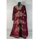 A 19TH CENTURY OTTOMAN EMBROIDERED METAL THREADED DRESS.