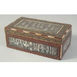 A PERSIAN SHIRAZ SILVER PANELLED MICRO MOSAIC INLAID BOX, the panels embossed and chased with