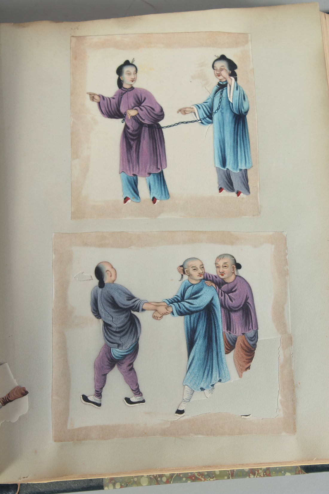 A BOUND ALBUM OF VARIOUS 19TH CENTURY PAINTINGS, ILLUSTRATIONS AND PRESSED FLOWERS, subjects - Image 6 of 9