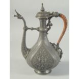 A FRENCH SAFAVID STYLE METAL EWER, 26.5cm high.