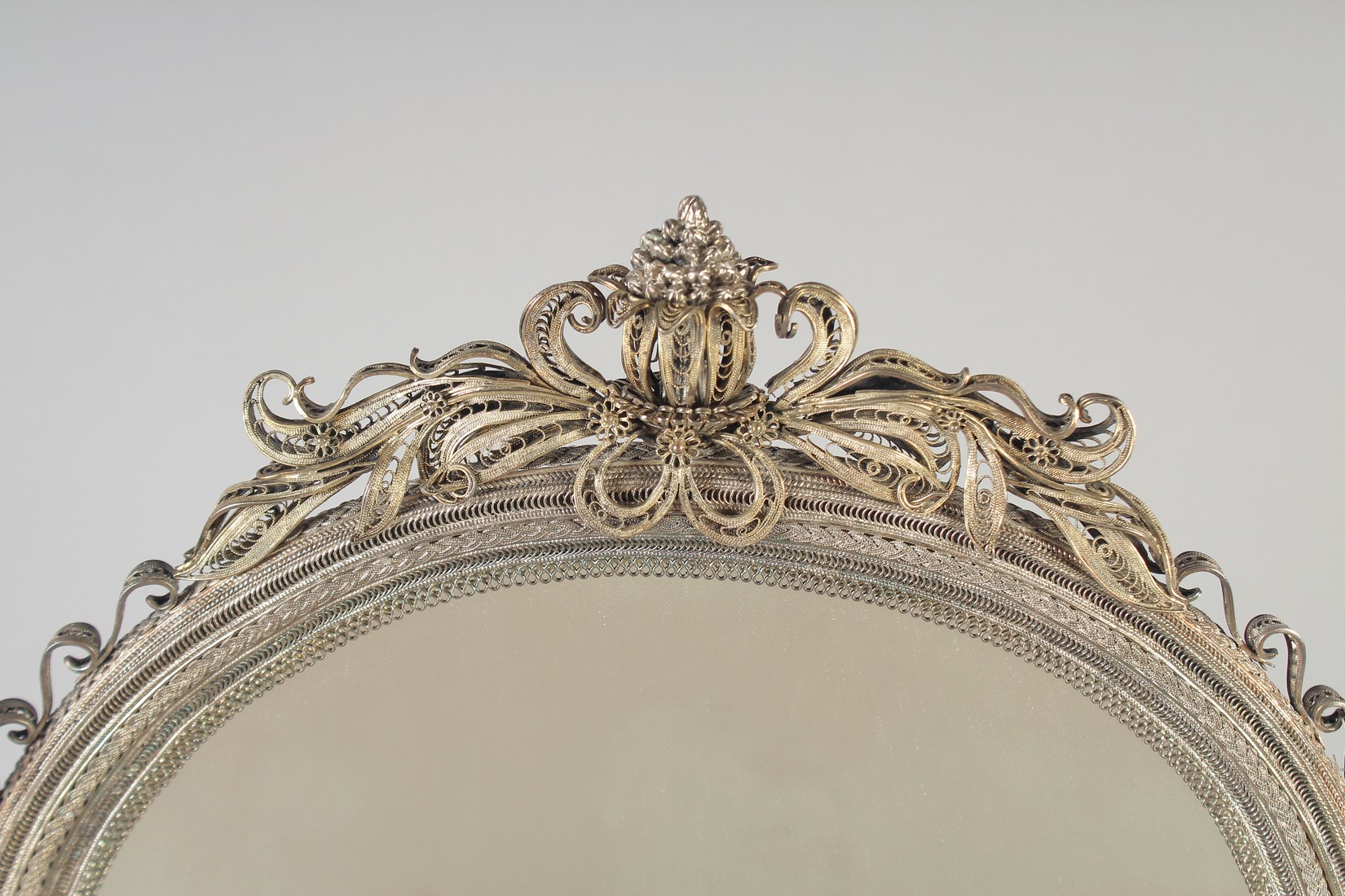 A VERY FINE AND LARGE 19TH CENTURY OTTOMAN TURKISH PARCEL GILT FILIGREE SILVER MIRROR, on a later - Image 2 of 14