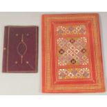 TWO 20TH CENTURY MOROCCAN BINDINGS, 21cm x 14.5cm and 35cm x 25cm, (2).