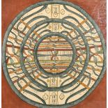 A LATE 20TH CENTURY INDIAN TANTRIC PAINTING with intertwined circular motifs, mixed media, 30.5" x