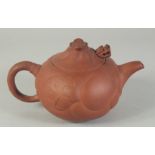 A CHINESE YIXING TEAPOT, the lid with articulated dragon head, 20cm spout to handle.