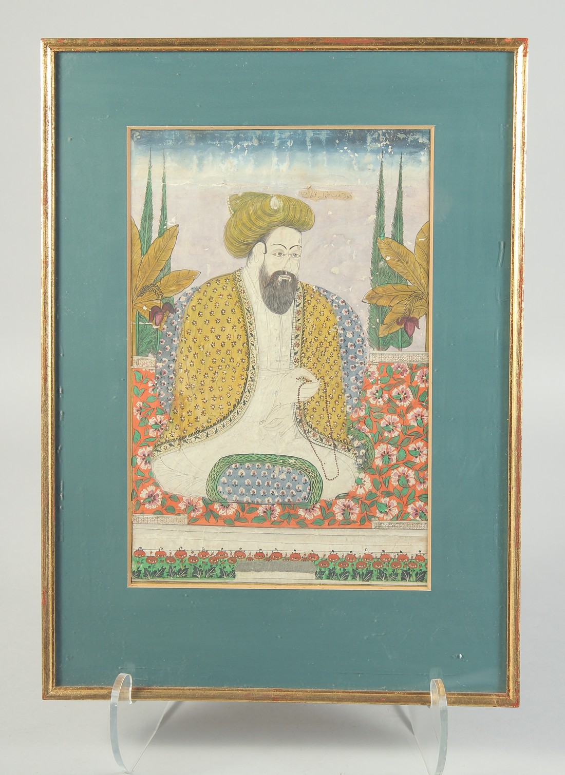 A LARGE 18TH-19TH CENTURY INDIAN DECCANI MINIATURE PAINTING, depicting Khawaja Qutub Eldeen,