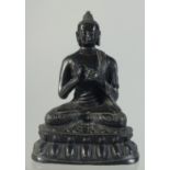 A THAI BRONZE SEATED BUDDHA, 14.5cm high.