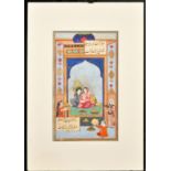 AN 18TH-19TH CENTURY PERSIAN MINIATURE PAINTING OF YUSUF AND ZULAIKHA, with mount board -
