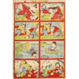 A JAPANESE MEIJI PERIOD WOOD BLOCK PRINT, A comical animation series depicting a Japanese comic in