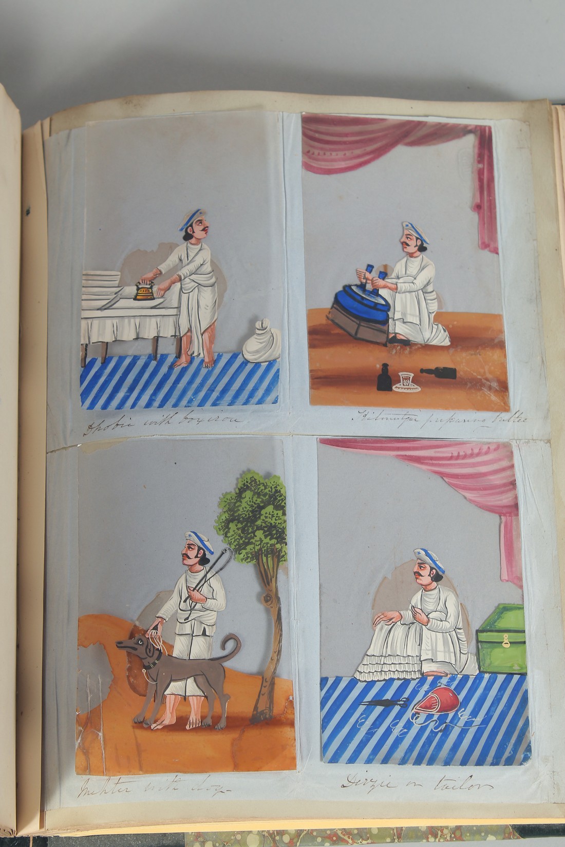 A BOUND ALBUM OF VARIOUS 19TH CENTURY PAINTINGS, ILLUSTRATIONS AND PRESSED FLOWERS, subjects - Image 7 of 9