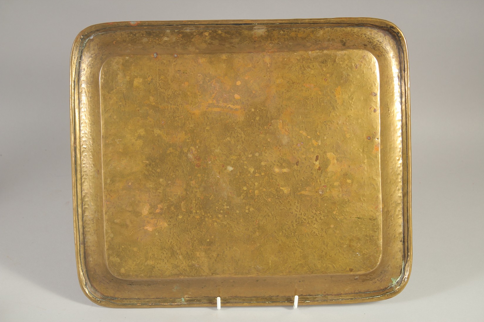 A 19TH CENTURY PERSIAN ENGRAVED BRASS TRAY, decorated with various figures and animals, 34cm x - Image 3 of 3