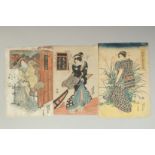 EISEN KEISAI (1787-1867): EDO BEAUTIES; three early 19th century original Japanese woodblock prints,