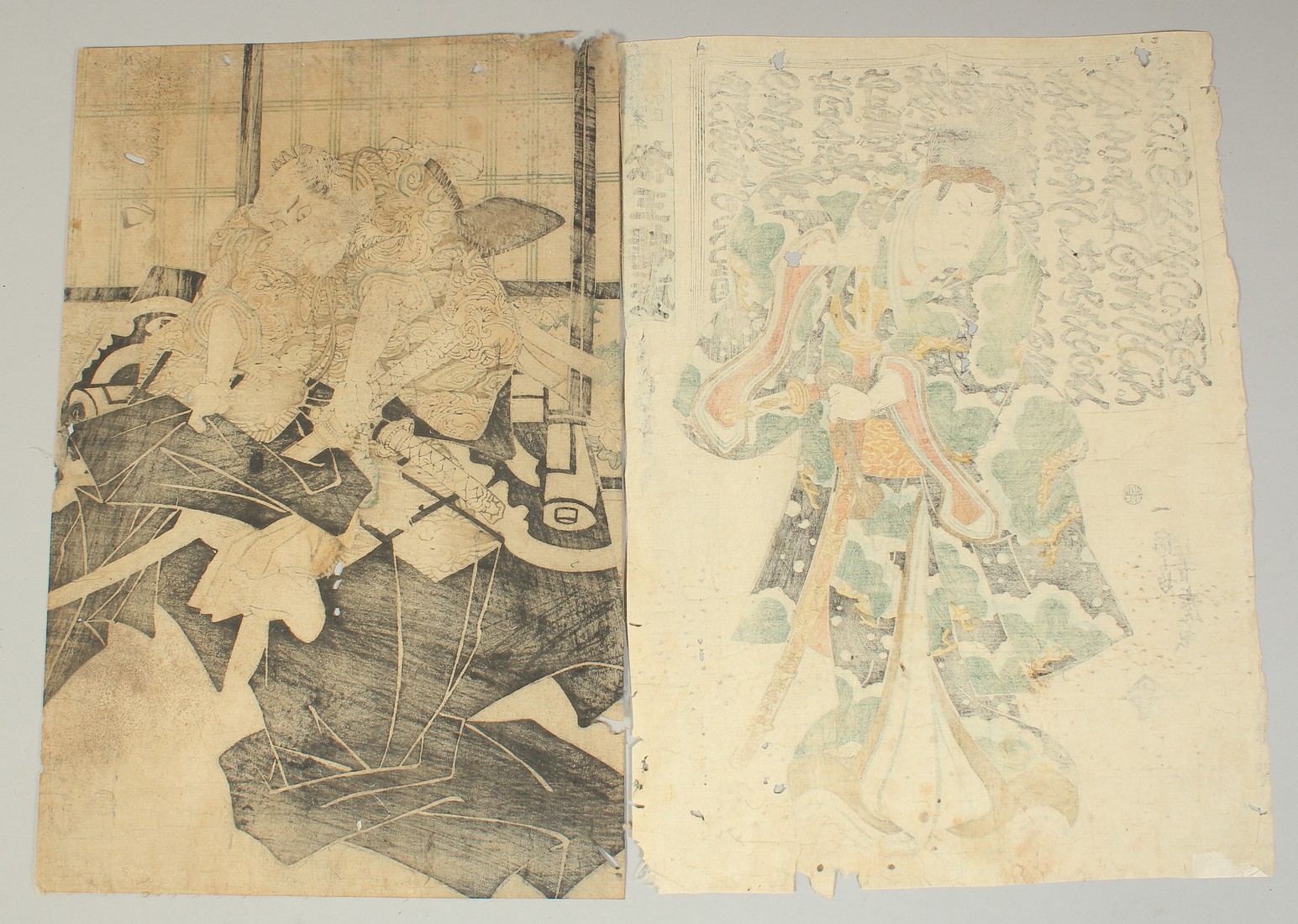 YOSHITORA UTAGAWA (1836-1880) & TOYOKUNI I UTAGAWA (1769-1825): KABUKI THEATRE ACTORS; two early-mid - Image 2 of 2