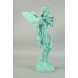 A GREEN PAINTED IRON FAIRY. 19ins high.