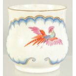 A GOOD SMALL WORCESTER PORCELAIN TANKARD painted with birds and flowers. 2.25ins high.