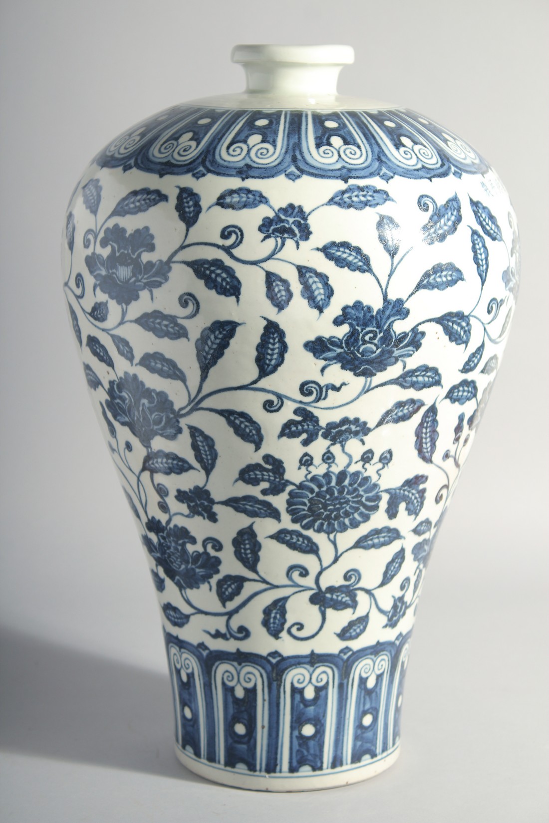 A LARGE CHINESE BLUE AND WHITE MEIPING VASE, painted with flora, 43cm high. - Image 6 of 7