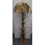 A GOOD LARGE GILDED METAL PALM TREE STANDING LAMP. 5ft high.