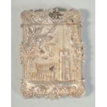 A RARE AMERICAN SILVER CALLING CARD CASE. 3.25ins x 2.25ins with a scene of Trinity Church New York,