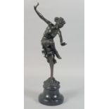 C. J. R. COLINET. A GOOD BRONZE OF A DANCER on a bed of flowers. Signed, 15.5ins on a circular