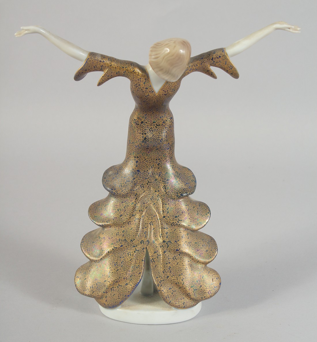 A ROSENTHAL ART DECO PORCELAIN DANCER arms outstretched. Bears original labels on base. 8.5ins - Image 5 of 7