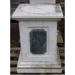 A PAIR OF ITALIAN MARBLE STANDS on square bases. 2ft 7ins high.