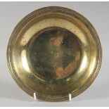 A RARE 18TH CENTURY FRENCH SILVERED BRASS CIRCULAR ALMS DISH "CONFRERIE DU MONTCARMEL, 1809" 8.